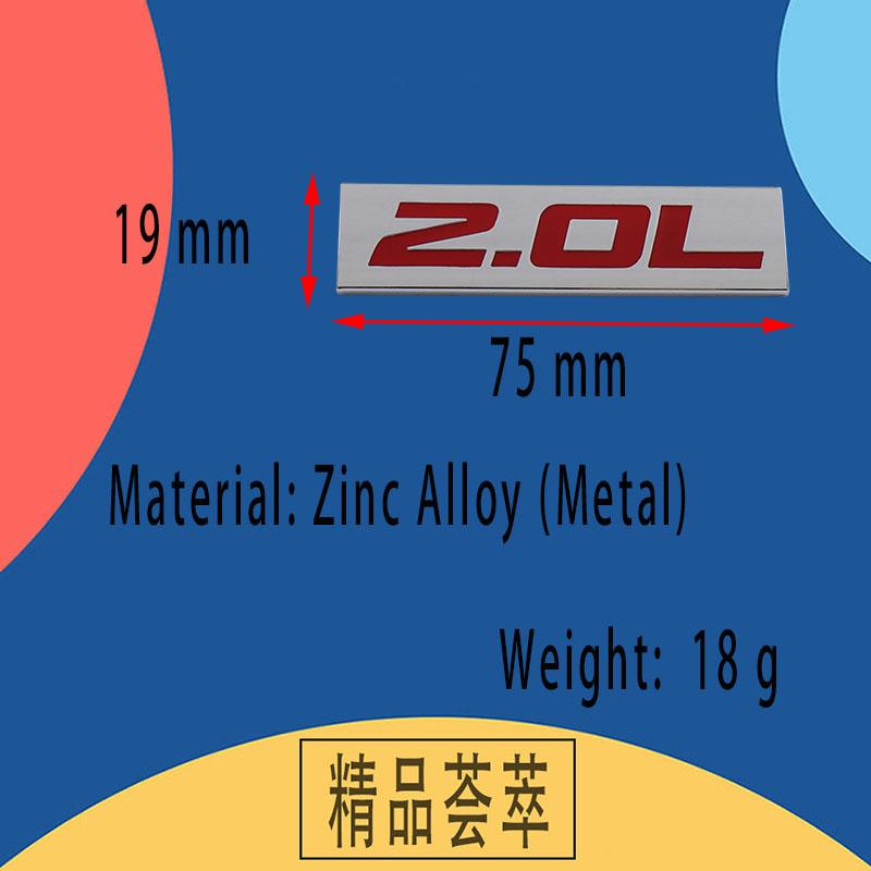 Premium 2.0L 2.0 L for Universal car Engine Hood Fender trunk Tail Rear Bonnet Nameplate Decal Emblem Badge Sticker