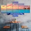 Ocean View Resort Sunrise Seascape 5 Piece Five Panel Wall Canvas Print Modern Art Poster Picture Home Decor Gift For Him For Her