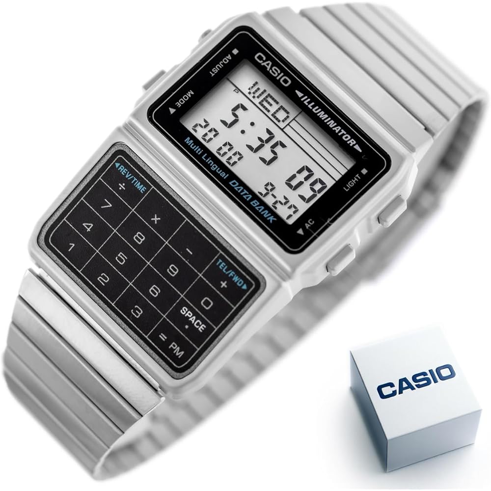 Casio Data Bank DBC-611-1DF Unisex Silver Digital Watch Imported Model