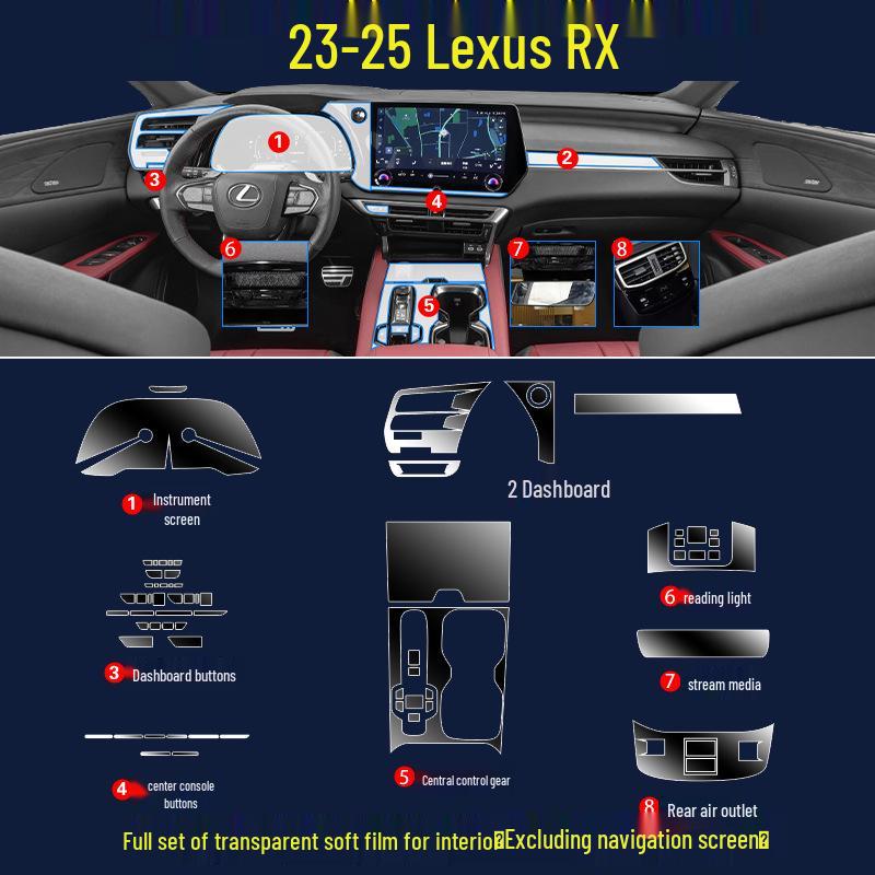 2025 Lexus RX 350h Interior Protection and Navigation Tempered Glass Film for Center Console