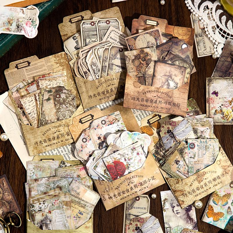 45 pcs Vintage material stickers pack decorative collage background paper material stickers Scrapbooking accessories