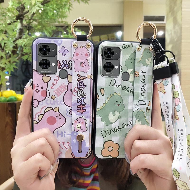 Wristband Waterproof Phone Case For Oukitel C33 Lanyard Cartoon Fashion Design Wrist Strap Anti-dust Ring Kickstand Cute