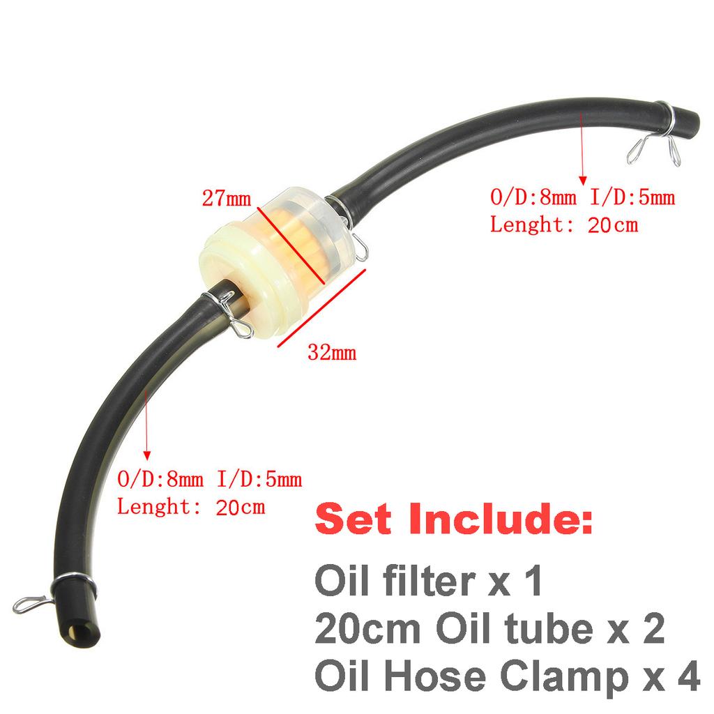 7Pcs Set Gasoline Filter with Oil Tube Hosepipe Clamp Fuel Petrol Inline Hose Pipe with Clips Universal Gas Fuel Oil Filter Pipe