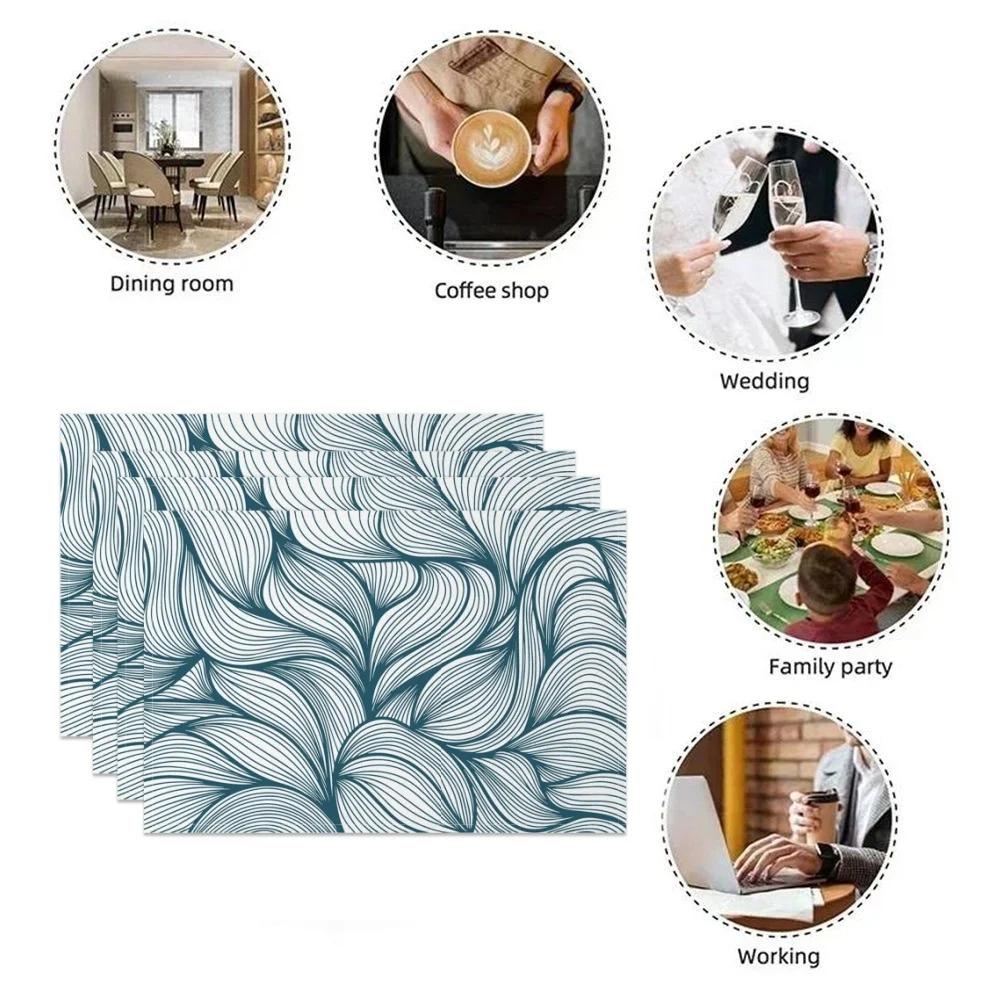 Modern Minimalist Table Mats Fresh Leaf Branch Pattern Placemats Natural Style Waterproof HeatResistant for Dining Kitchen Decor