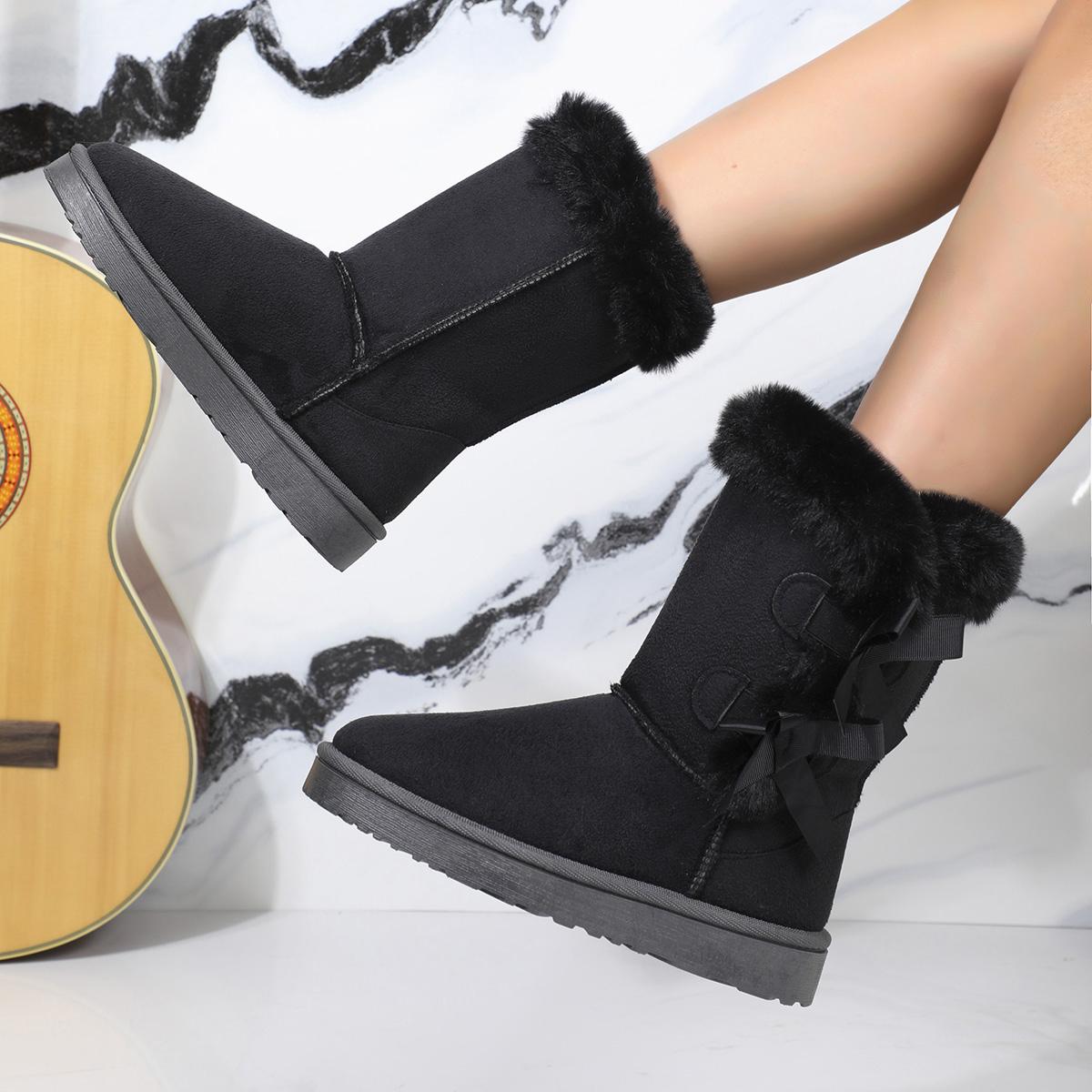 Женские зимние сапоги Plus Furry 2024 зимние новые ботинки на платформе милые женские — фото 3