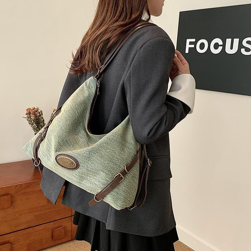 Denim messenger bag women's large capacity 2025 new high-end niche three-use shoulder tote bag backpack