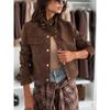 Fashion Style Fall and Winter Women's Stand Collar Long Sleeves Suede Outwear Loose Casual Jacket Top Short Jacket for Slight-Figured Women Tide