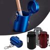 Portable Mini Ashtray with Lid for Outdoor Travel Metal Storage Box with Keychain Cigarette Accessories