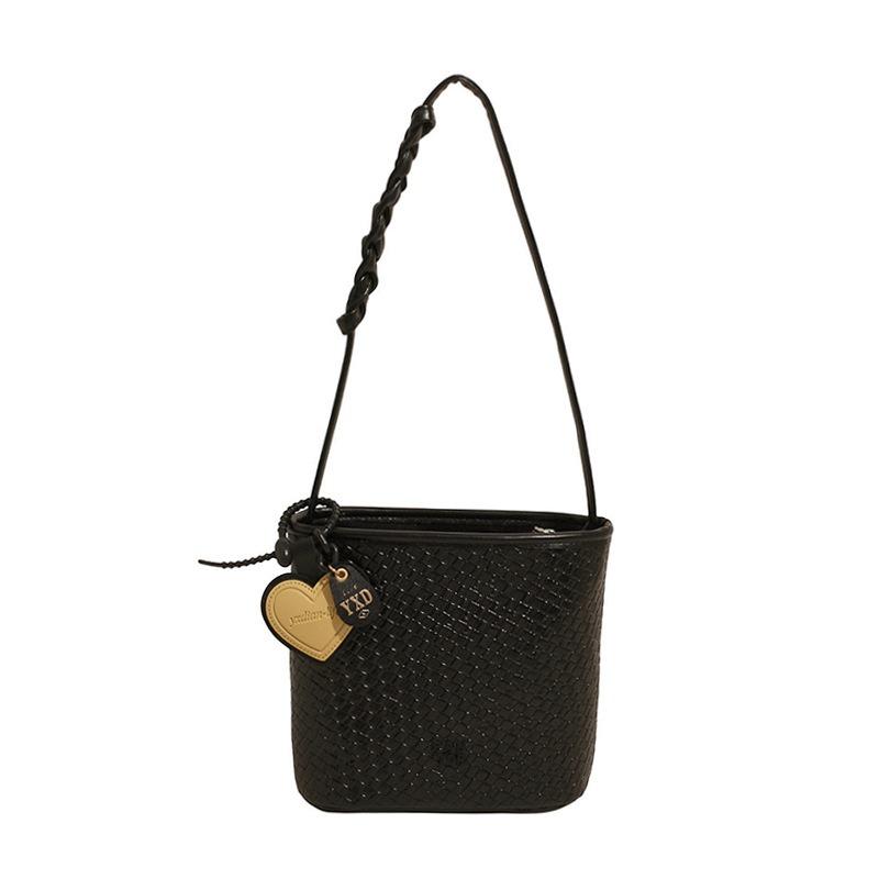 

Summer fashion shoulder small bag women s new simple woven pattern bucket bag versatile messenger bag mobile phone bag one size fits all чёрный
