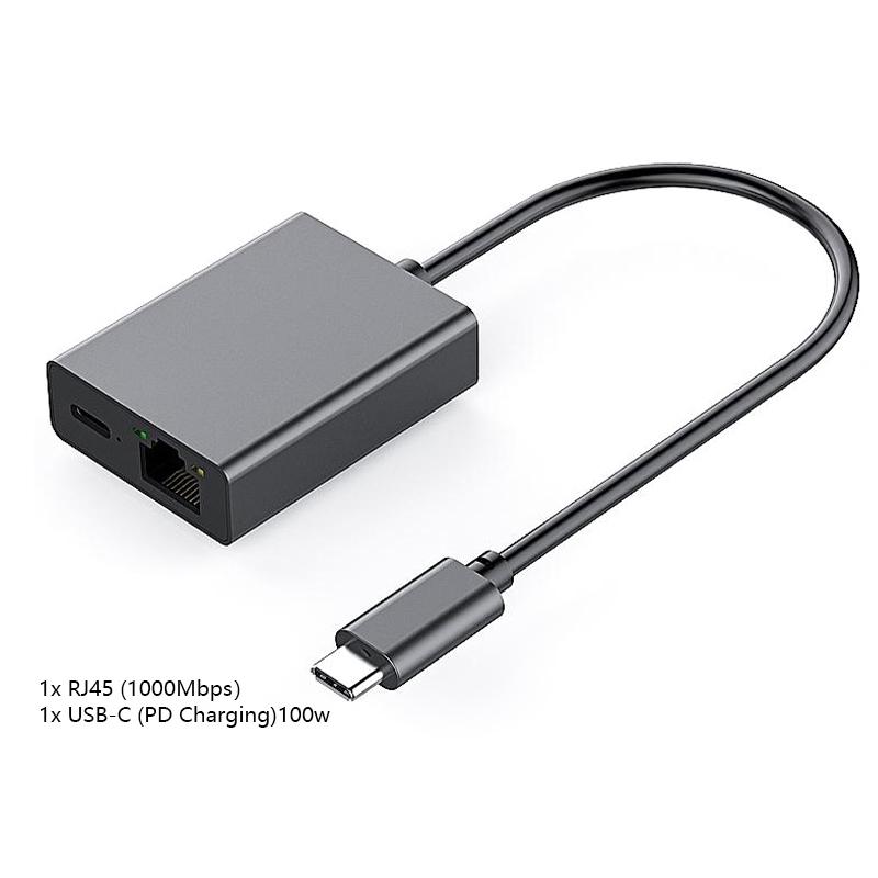 1000Mbps Type-C To Rj45 Internet Cable Plug And Play Usb To Ethernet Network Adapter Support Pd Charging For Mobile Phone/Tablet