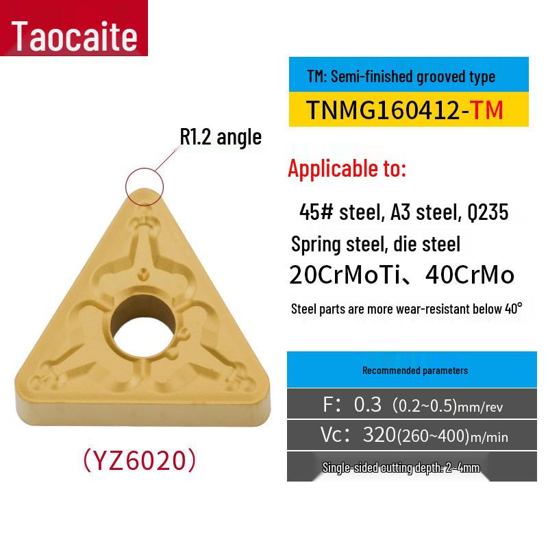 CNC Lathe Double-Sided TNMG160404/08 Triangular Insert for OD/ID Clamping