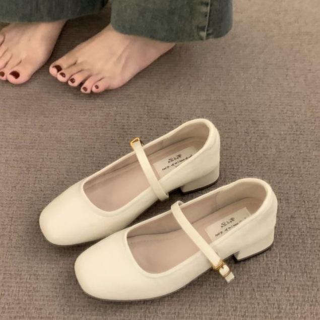 French medium high heel black Mary Jane single shoes women's shoes spring and autumn 2025 new summer skirt evening ladyshoes