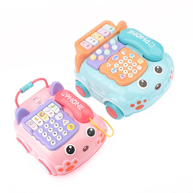 1 Set Creative Fun Simulation Landline Baby Puzzle Music Story Pull Line Phone Car Toy Children Early Learning Phone Car Toys