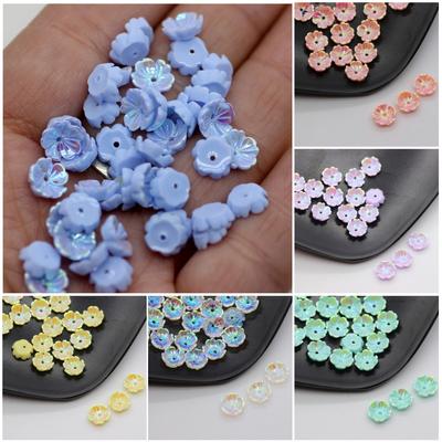 Hochwertige Nageldekoration Kreativ 50 Stück Harz AB Illusion Farbe Handgefertigt DIY Schmuckzubehör Ohrring Perlen Materialien Blume 8mm