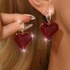 OZON Light Luxury Geometric Heart Crystal Earrings for Women