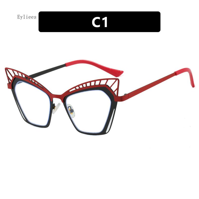 New Transparent Glasses Womens Flat Lens Brand Metal Frame Flat Lens Anti Blue Light Glasses UV Protection