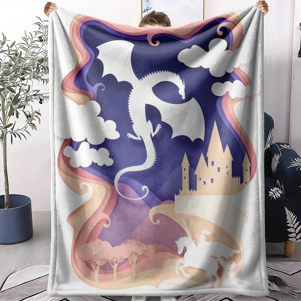 Fairy Tale Castle Throw Soft Flannel Throw Summer AC Blanket Lightweight Cool Nap Blanket for Sofa Bed Couch Travel 75X95CM