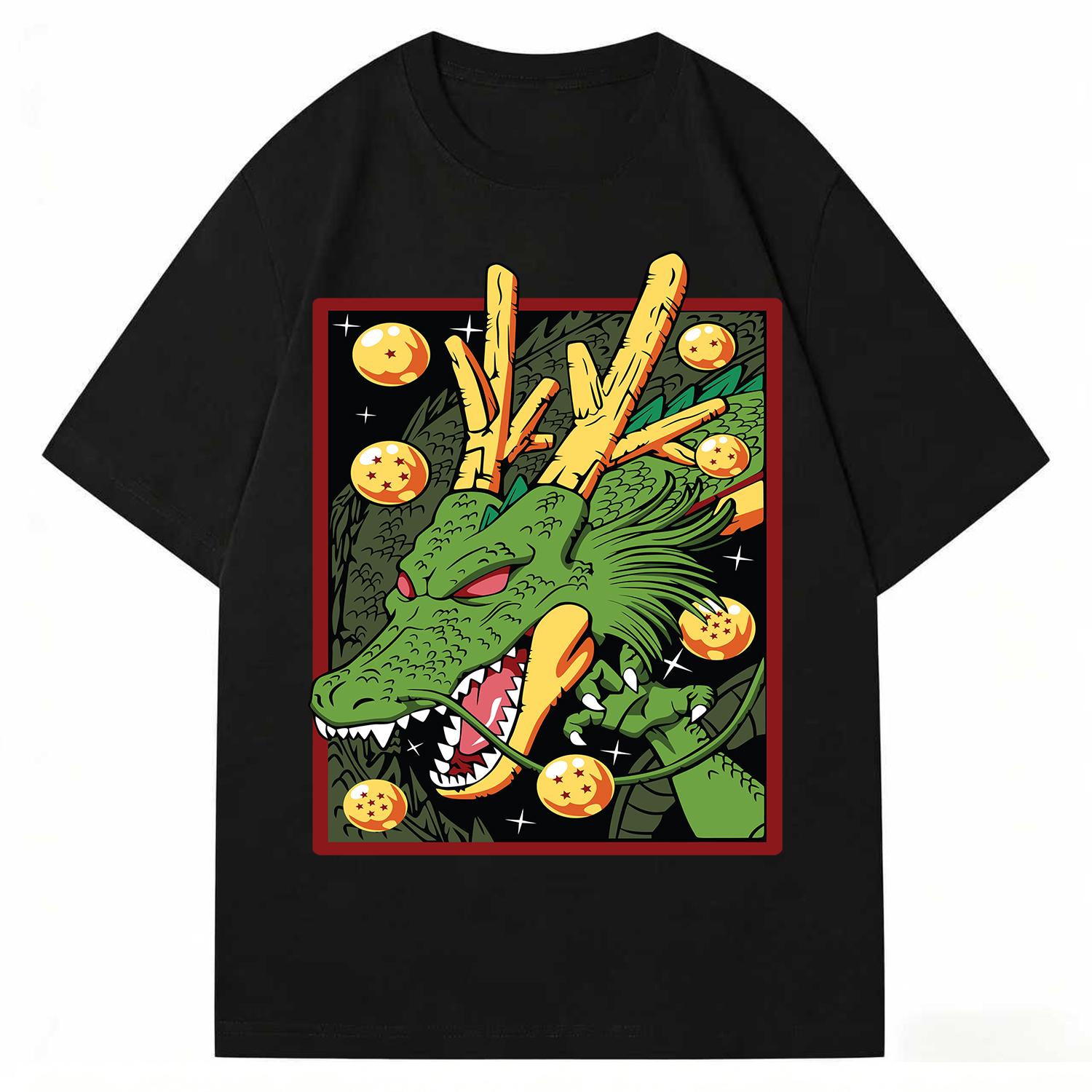 

2026 New Dragon Ball Vintage Shenron Printed Short Sleeve Tshirt Mens and Womens Tshirt Mens Tops Sports Tshirt Harajuku S