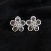 Super Fairy Silver Zircon Resin Flower Stud Earrings: Exquisite, Fashionable, and Versatile European and American Style