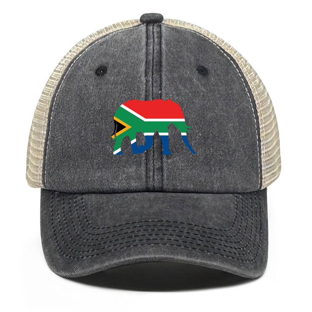 Elefantenflagge Südafrikas Druck Verstellbarer Sonnenhut, Patriotische Damenkappe Rohrand Sonnenschutz Stilvoll Sportlich Snapback Trucker-Kappe