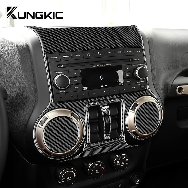 Real Soft Carbon Fiber For Jeep Wrangler JK JKU 2011 2012 2013 2014 2015 2016 2017 LHD RHD Center Console Frame Trim Sticker