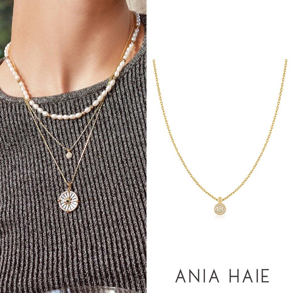 

[Worn by Ailee, Tzuyu, and Nmix Haewon] Gold Sphere Pave 925 Silver Necklace N061-01G