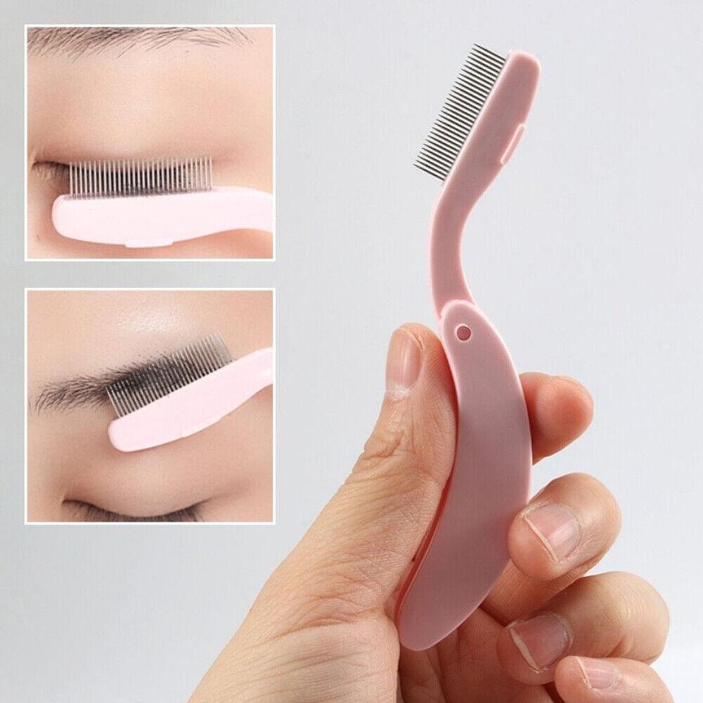 1PC Foldable Eyelash Comb Metal Eyebrow Brush Tool Mascara Separator Lash