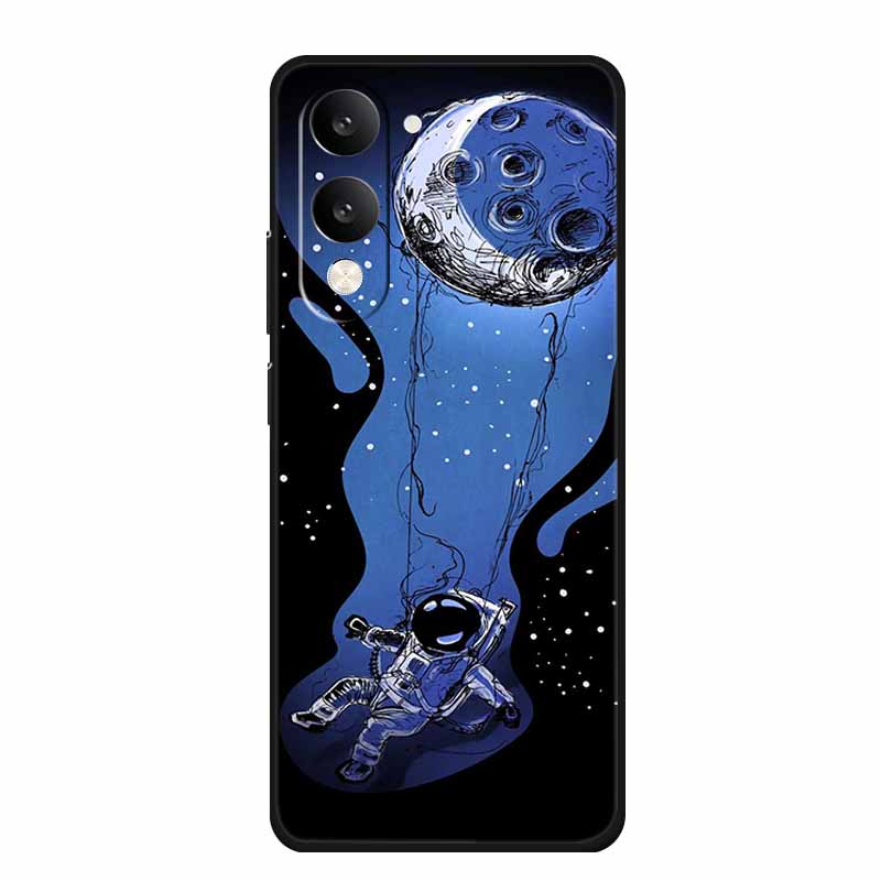 For Vivo Y29T Y29s Case Y 29 T S Coque Flowers Black Silicone Soft Back Cover For Vivo Y19s GT 5G iQOO Z10 Lite Phone Case Funda