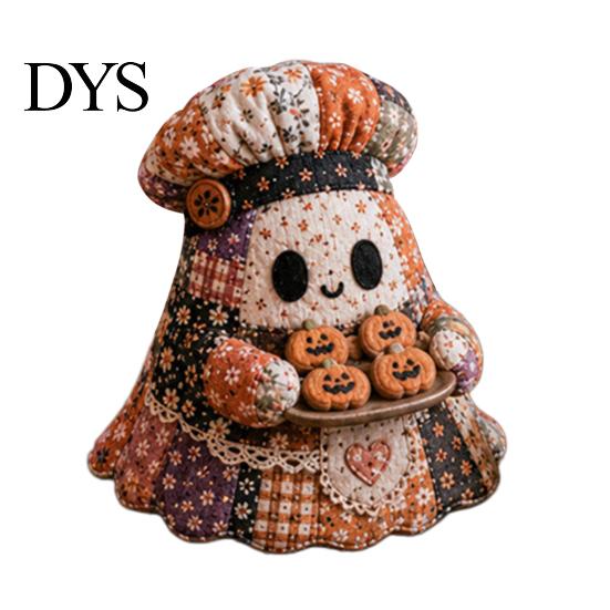 Decorative Ghost Sewing Pattern Halloween Patchwork Kit, Cute Doll DIY Set with Pre-Cut Cozy Fall Art Project Fabrics, Autumn Holiday Craft