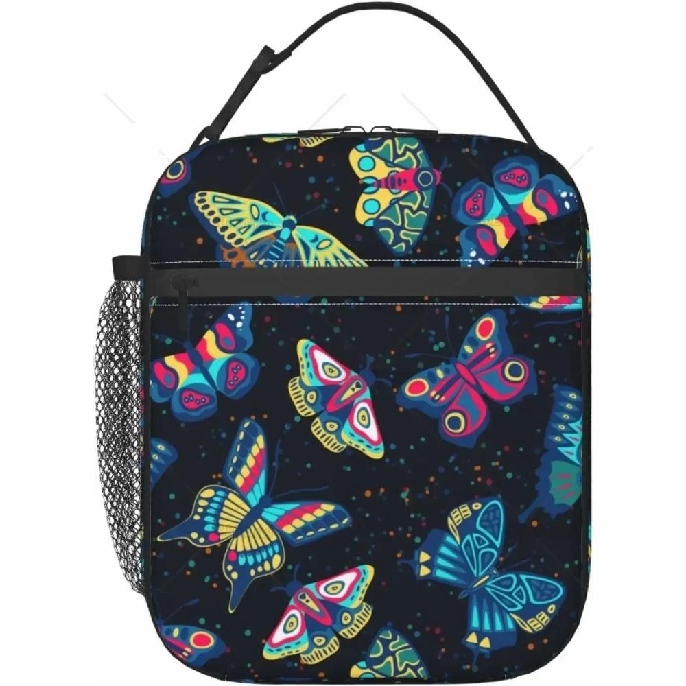 Insulated Purple Butterfly Lunch Bag - Reusable Cooler Tote for Women/Men - Waterproof & Leakproof - Lunch Box for Picnic Office