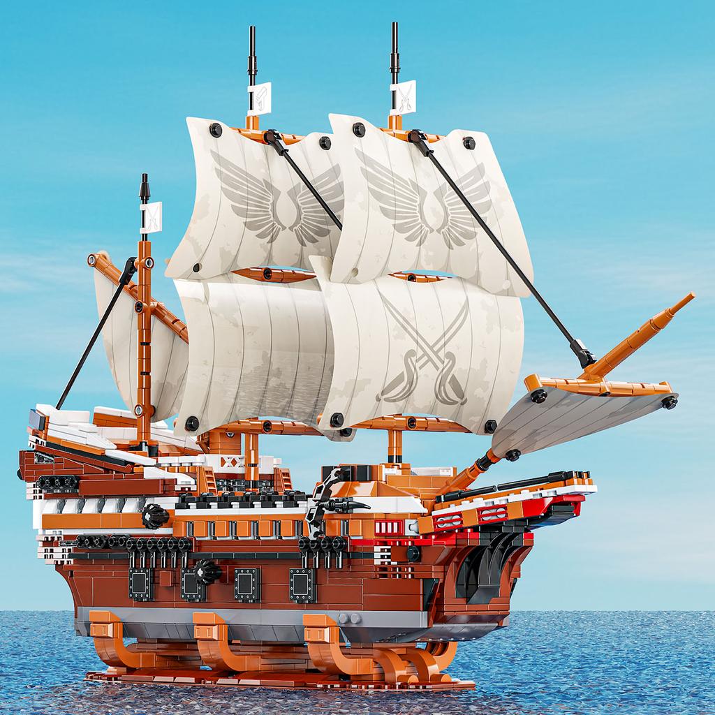 2076pcs Pirates Of The Mayflower Warship Building Blocks Boat Bricks Caribbean MOC Assembly Toys For Kids Birthday Gifts