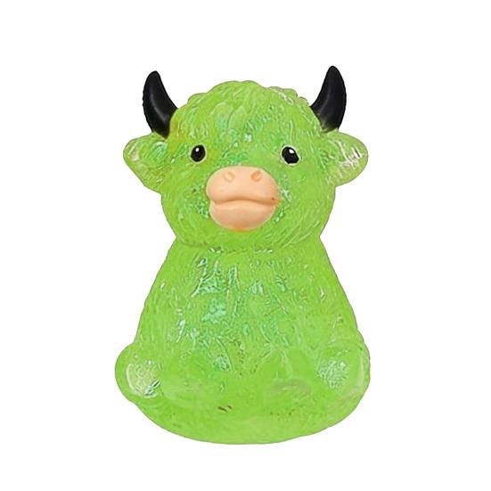 Glitter Highland Cow Squeeze Toy Slow Rising Clear Cattle Stress Ball Anti-anxiety Soft зелёный