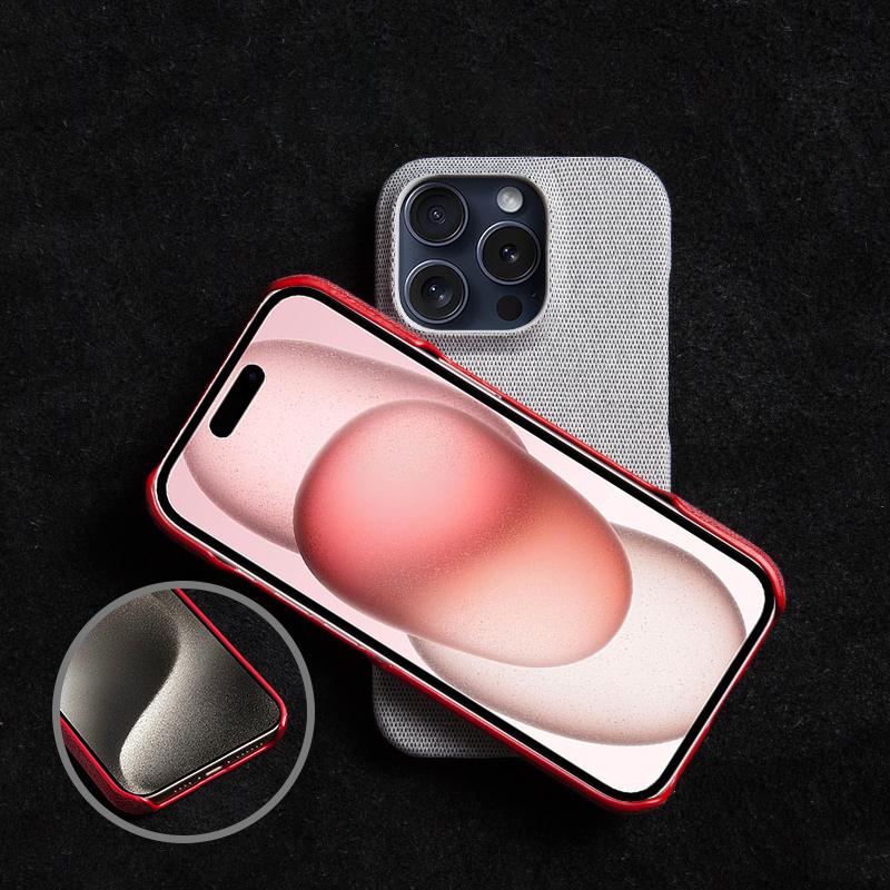 For iPhone 16 Pro Max Case Solid Color Cloth Texture Hard PC Phone Cover