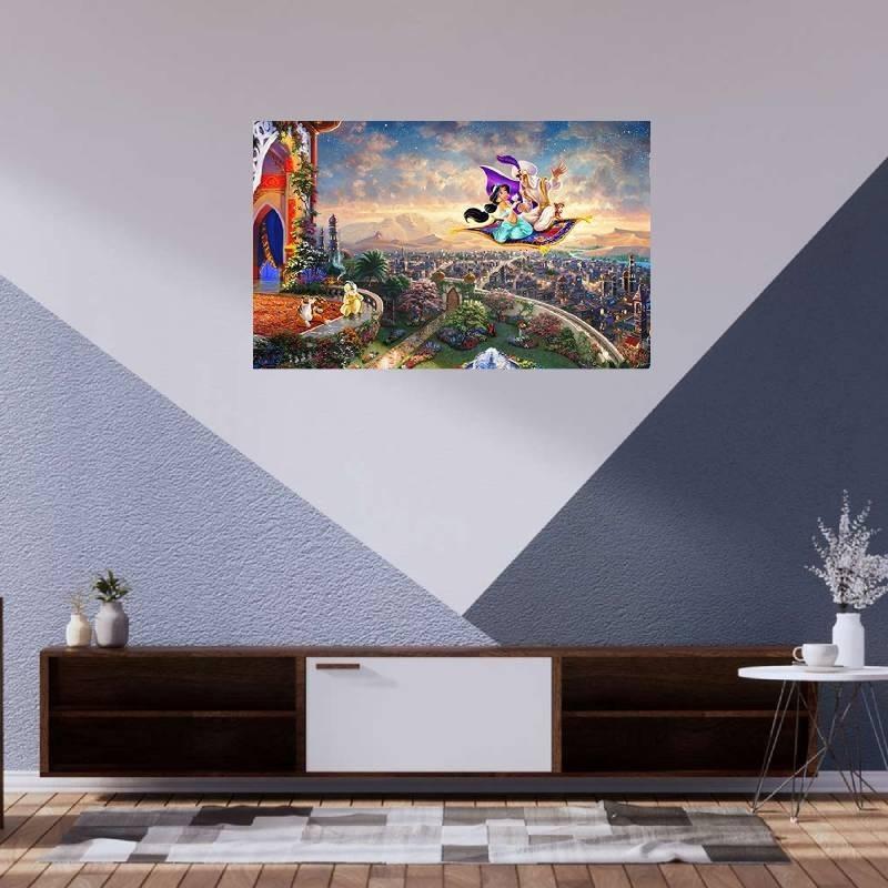 Vibrant Mermaid Princess Canvas Artwork Modern Fairytale Kids Room Decoration