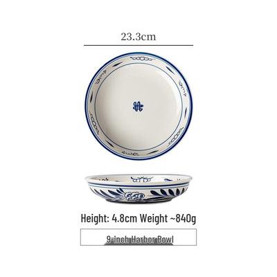 Diren Hand-painted Blue and White Ceramic Dinner Bowl