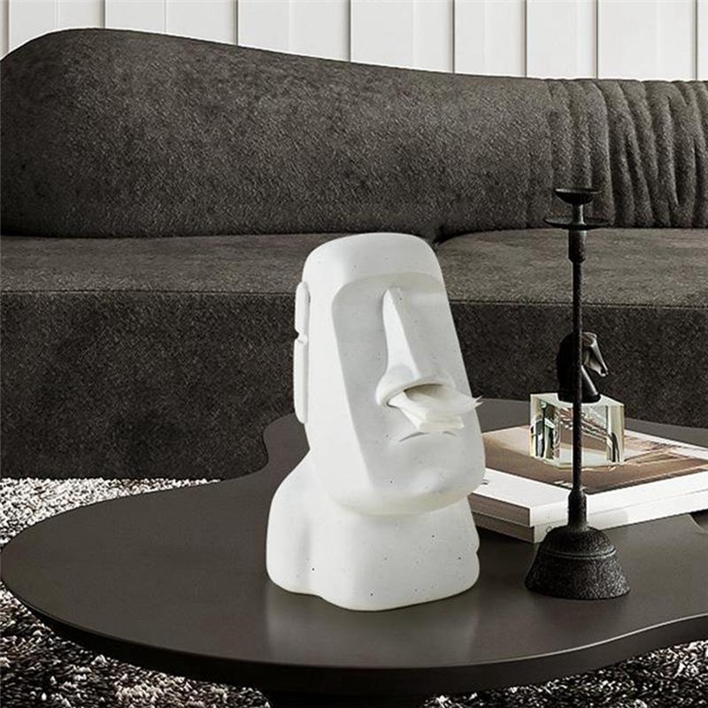 M-Modern-Easter Island Stone Statue Paper Towel Box Home Decoration Statue Retro Living Room Decoration Home Accessories