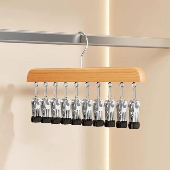 Closet Organizer Leggings Hanger with 10 or 12 Clips Space Saving Pants Hanger No Trace Metal Clips for Yoga Pants Jeans Skirts T-Shirts