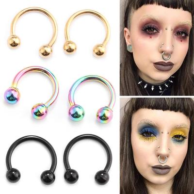 Šperky 16 Gauge Hip Hop Kroužek do nosu Septum Rtu Bradavky Obočí Laloku Kroužky Podkova Piercingy uší