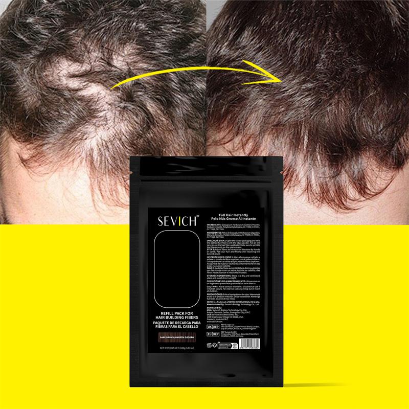 SEVICH 100g Hårfibre Refillpose Keratin Øyeblikkelig Hårvekst Pulver Hårbyggende Fiber Hårvekstpulver Produkt mot Hårtap