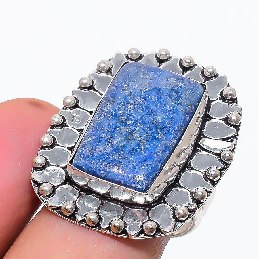 Natural Lapis Lazuli Gemstone 925 Sterling Silver Jewelry Ring Size 7.5 z9A81