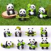 8Pcs Bamboo Panda Figurine Resin Animal Figure Toy Model Statue Sculpture Cake Topper Decoration Desktop Ornament Festival Gift