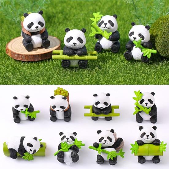 8Pcs Bamboo Panda Figurine Resin Animal Figure Toy Model Statue Sculpture Cake Topper Decoration Desktop Ornament Festival Gift