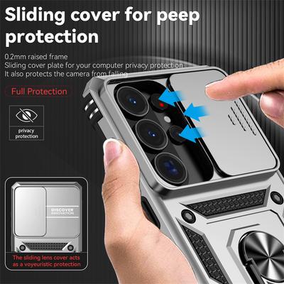 Sliding Push Window Case For Samsung Galaxy S26 Ultra Case S26 Ultra Cover Armor Shockproof Ring Holder Camera Protector Case