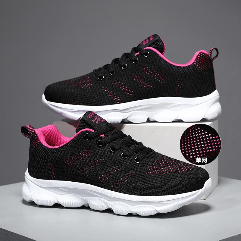 Summer thin sports and leisure shoes single mesh hollow black travel shoes soft sole lightweight breathable running shoes