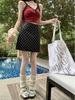 2024 Sweet & Spicy Apricot Polka Dot A-line Bodycon Mini Skirt for Women