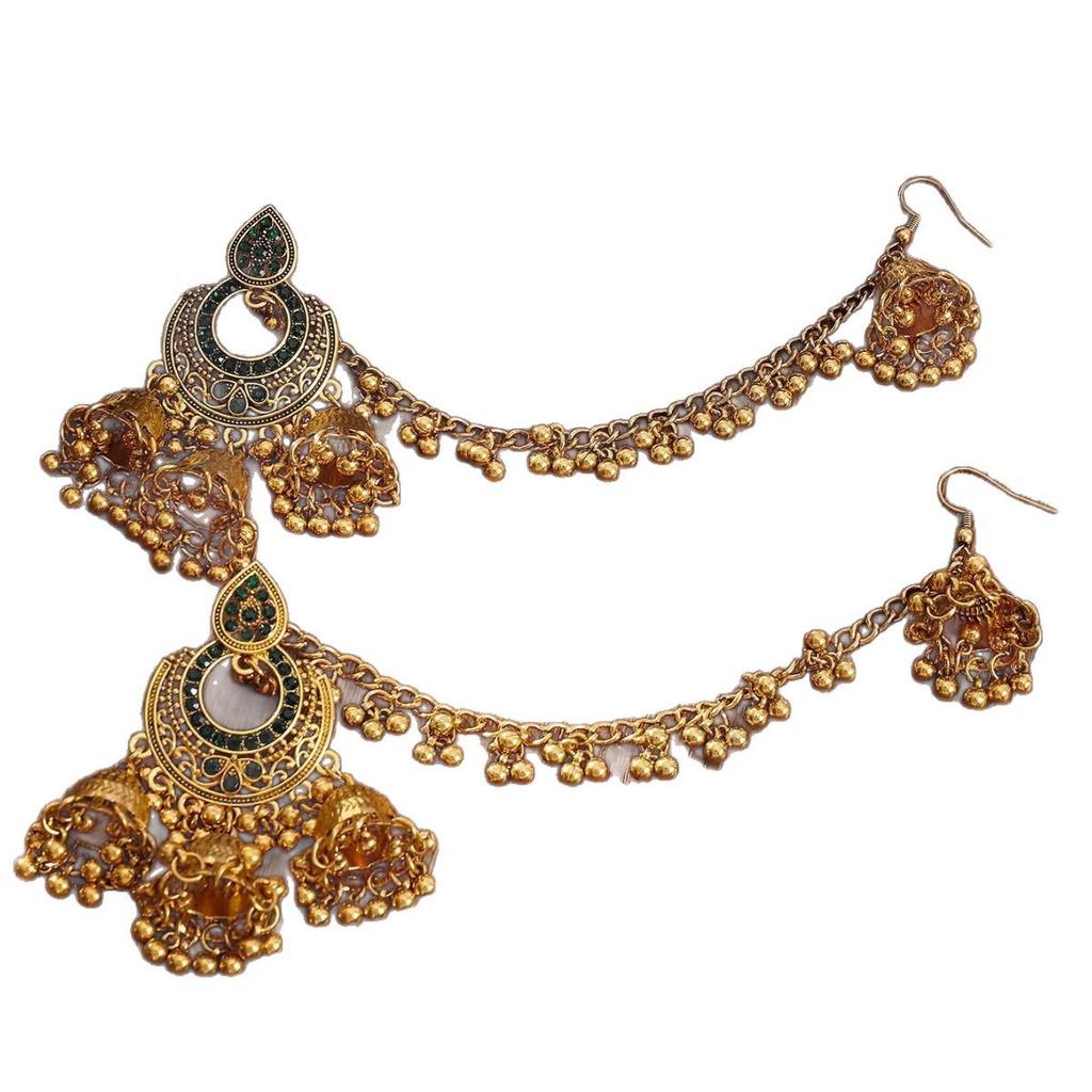 Bohemian Rhinestone Tassel Earrings: Ethnic Beaded Exaggerated Set