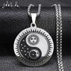 Yin Yang Tai Chi Gossip Sun and Moon Pendant Necklace Stainless Steel Taoism Signs Statement Necklaces Jewelry Wholesale N7851S5