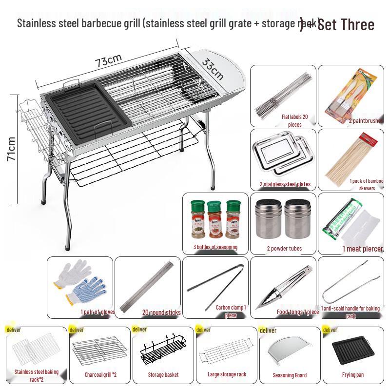 ZISIZ Large Folding Stainless Steel BBQ Grill