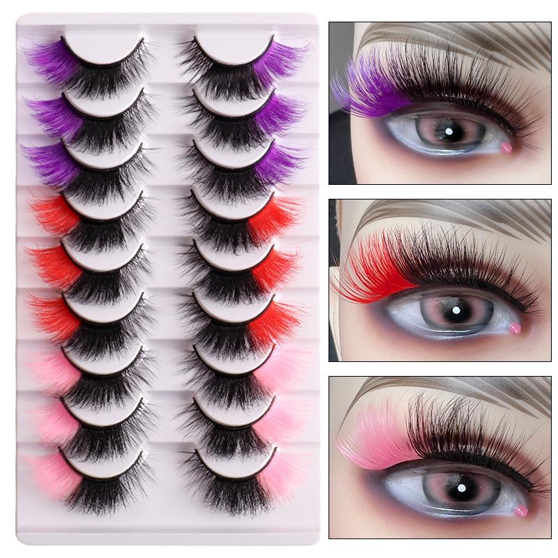High Imitation Color Fried Hair Mink Hair False Eyelashes Grafted Eyelashes Dense Curled Eyelashes