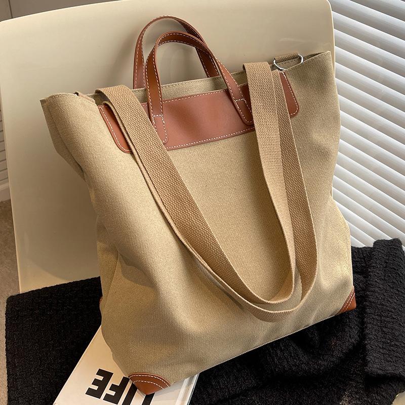 

Холщовая сумка женская большой вместимости новая модная универсальная осенне-зимняя на плечо портативная сумка-ведро тоут No specification хаки